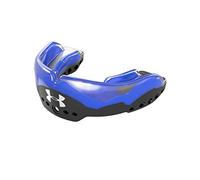 Under Armour Gameday Elite - Protector bucal para fútbol, lacrosse, baloncesto, hockey, boxeo, etc. Incluye correa desmontable para casco, para jóvenes y adultos, color azul