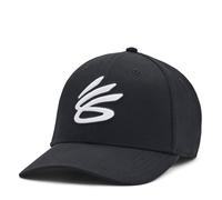 Under Armour Gorra de béisbol UA Curry para hombre, negro/blanco, Talla única