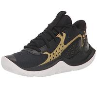 Under Armour Grade School Jet '23 Basketball Shoe, (002) Black/Black/Metallic Gold, 4 US Unisex Big Kid