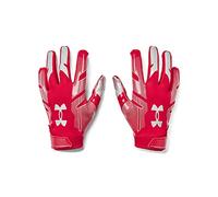 Under Armour Guantes de fútbol para chicos F8, Rojo (600)/Plateado metálico, Juvenil Pequeño