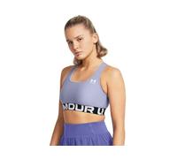 Under Armour HeatGear Authentics - Brasier deportivo de impacto medio, Celeste/Blanco, Medium