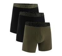 Under Armour - Juego de 3 boxers para hombre, de algodón, rendimiento, longitud de la pierna, 15 cm, transpirable, evacuación de la humedad, tacto suave, comodidad durante todo el día, negro/marino OD
