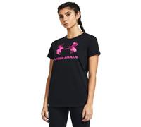 Under Armour Live Sportstyle Graphic - Camiseta de manga corta con cuello redondo para mujer, (008) Negro/Rosa Fluo, XS