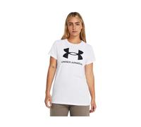 Under Armour Live Sportstyle Graphic - Camiseta de Manga Corta con Cuello Redondo para Mujer, (111) Blanco/Negro, XL