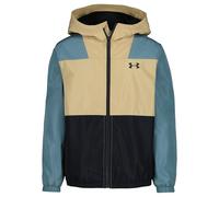 Under Armour Manataug Chaqueta Cortavientos con Capucha para Niño/Niña - Ligera, Cortavientos y Repelente al Agua, Chaqueta de Entretiempo para Colegio y Deporte, Azul Jaspe, de 8 a 9 años