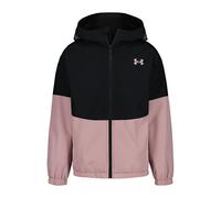 Under Armour Manataug Chaqueta Cortavientos con Capucha para Niño/Niña - Ligera, Cortavientos y Repelente al Agua, Chaqueta de Entretiempo para Colegio y Deporte, Negro/Rosa, de 6 a 7 años