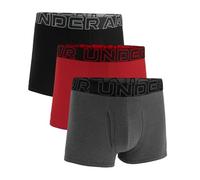 Under Armour Men's Performance Cotton 3" 3 Pack Solid Boxer Briefs, Boxers de los Hombres, Castlerock Heather/Red/Black,