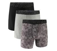 Under Armour Men's Performance Tech 6" 3 Pack Print/Solid Boxer Briefs, Boxers de los Hombres, Castlerock Logo/Steel Heather/Black,