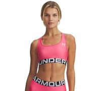 Under Armour Mujer Heatgear Mid, Sujetador Deportivo elástico con sujeción Media, Top de Gimnasia con Doble Forro no acolchadoSuper Pink / / White,LG