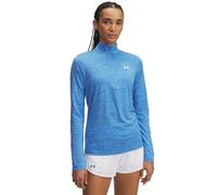 Under Armour Mujer Tech Half-Zip Twist, Camiseta de Gimnasia de Manga Larga Suave y Transpirable, Sudadera Deportiva con 1/2 Cremallera y tecnología antiolorBlue Atlantis / / White,XS