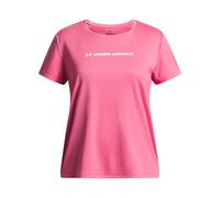 Under Armour Niña Tech Wordmark Graphic Short Sleeve, Camiseta de Manga Corta Transpirable en Tejido ultrasuave, Camiseta Deportiva para Entrenamiento y Ropa informalSuper Pink / / White,YSM