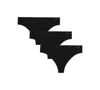Under Armour Women's Underwear Pure Stretch No Show Thong Pant, 3 Pack Solid, Tanga Mujer, Black, XL