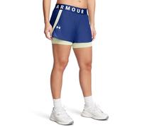 Under Armour Pantalones Cortos 2 en 1 para Mujer, (432) Azul Tecnológico/Verde Retro/Blanco, M