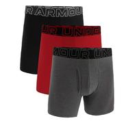 Bóxer de 15 cm Boxerjock® Under Armour Performance Cotton para hombre - Paquete de 3 Castlerock Full Heather / Rojo / Acero XS