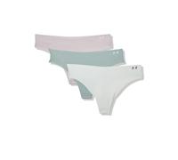 Under Armour Paquete de 3 tangas elásticas para mujer, comodidad durante todo el día y ajuste ultrasuave, Gray Dawn, Large
