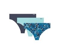 Under Armour Paquete de 3 Tangas elásticas para Mujer, Comodidad Durante Todo el día y Ajuste ultrasuave, Azul ópalo, Large