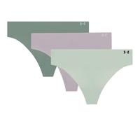 Under Armour Paquete de 3 tangas elásticas para mujer, comodidad durante todo el día y ajuste ultrasuave, Gray Dawn, Large