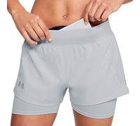 Under Armour Qualifier Speedpocket 2-In-1 Short Corto, Mujer, Gris, LG