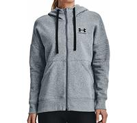Under Armour Rival Fleece Hoodie with Full Zip Camisetas de Forro Polar, Gris, L para Mujer