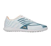 Under Armour SHADOW SELECT 4 TURF - Tacos unisex, Blanco/Azul Sin Límites/Bloc Naranja, 47