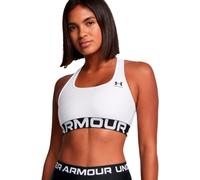 Under Armour - Sujetador HeatGear Mid Branded Mujer, Mujer, white-black, 2XL