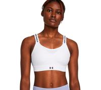 Under Armour UA Infinity High Bra Sostén deportivo para correr, sujetador cruzado en la espalda para mujer, color negro/blanco
