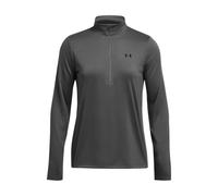 Under Armour Tech 1/2 Zip Solid Camiseta de manga larga para mujer, camiseta con cremallera media, color gris brezo/negro