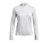 Under Armour Tech 1/2 Zip Twist Camiseta de manga larga para mujer, cómoda camiseta con cremallera media, color gris halo/blanco