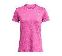 Under Armour Tech SSC Twist Camiseta de manga corta para mujer, cómoda camiseta de deporte, color rosa fantasía/rosa viejo/blanco