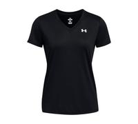 Under Armour Tech SSV Solid Camiseta de manga corta para mujer con cuello de pico, ligera camiseta de deporte, color negro/blanco