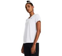 Under Armour Tech SSV Solid Camiseta de manga corta para mujer con cuello de pico, ligera camiseta de deporte, color blanco/negro