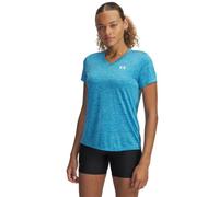 Camiseta de manga corta con cuello de pico Under Armour Tech™ Twist para mujer Ether Azul / Blanco S