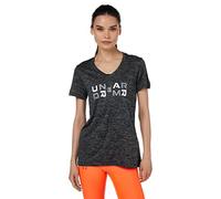 Under Armour Tech Twist Graphic-Camiseta de Manga Corta Graph, (001) Black Medium Heather/White/Steel, Extra-Small para Mujer