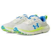 Under Armour Tenis unisex Assert 10 para escuela primaria, (110) Summit White/High Vis Yellow/Blue Atlantis, 4 Big Kid