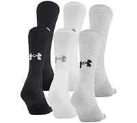 Under Armour Training Cotton Crew Socks, 6-Pairs, True Gray Heather 2, Shoe Size: Mens 4-8, Womens 6-9