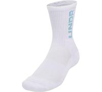 Under Armour UA 3-Maker 3-Pack Mid-Crew Socks Calcetines, Blanco/Blanco/Azul Éter, L Unisex Adulto