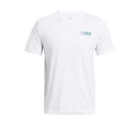 Under Armour UA Bball Logo Court SS Camiseta de manga corta para hombre, camiseta estampada para jugar al baloncesto, color blanco/verde agua