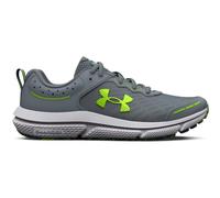 Under Armour UA BGS Assert 10 Zapatillas para correr de niño, ligeras zapatillas de deporte, color gris grava/azul glaciar/verde lima brillante
