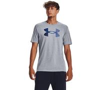 Under Armour UA Big Logo Fill SS Camiseta de deporte para hombre, suave camiseta de manga corta con logotipo, color gris acero claro/negro/azul real