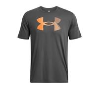 Under Armour UA Big Logo Fill SS Camiseta de deporte para hombre, suave camiseta de manga corta con logotipo, color gris brezo/gris atómico/naranja salvaje