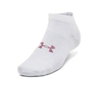 Under Armour UA Essential Low Cut 3pk Calcetines invisibles para hombre y mujer, calcetines unisex cortos para correr, color blanco/blanco/rosa viejo