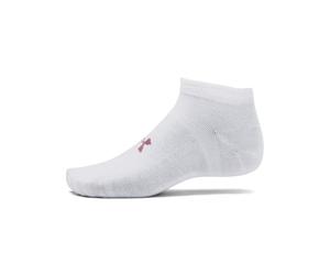 Under Armour UA Essential Low Cut 3pk Calcetines invisibles para hombre y mujer, calcetines unisex cortos para correr, color blanco/blanco/rosa viejo