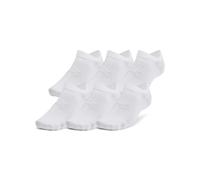 Under Armour UA Essential No Show 6pk Calcetines invisibles unisex, calcetines transpirables con tecnología antiolor, color blanco/blanco/gris halo