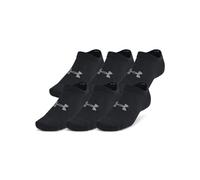 Under Armour UA Essential No Show 6pk Calcetines invisibles unisex, calcetines transpirables con tecnología antiolor, color negro/negro/gris brezo