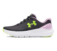 Under Armour UA GGS Surge 4 Zapatillas para niñas, ligeras zapatillas transpirables, color negro/morado claro/amarillo fluorescente