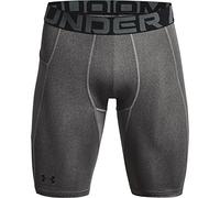 Under Armour UA HG Armour Long Shorts Pantalones deportivos cortos, shorts para hombre transpirables y de secado rápido, color gris carbón/negro