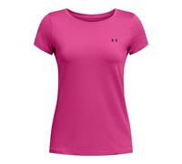 Under Armour UA HG Armour SS Camiseta de manga corta de deporte para mujer, camiseta de compresión ligera y transpirable, color rosa fuerte/negro