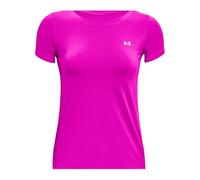 Under Armour UA HG Armour SS Camiseta de manga corta de deporte para mujer, camiseta de compresión ligera y transpirable, color rosa fuerte/negro