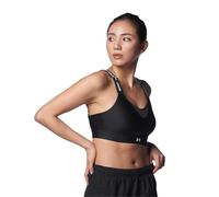 Under Armour UA Infinity High Bra Sostén deportivo para correr, sujetador cruzado en la espalda para mujer, color negro/blanco