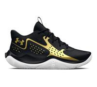 Under Armour UA JET '23 Zapatillas de baloncesto para hombre y mujer, zapatillas de deporte unisex con mediasuela de EVA, color negro/dorado metálico/dorado metálico